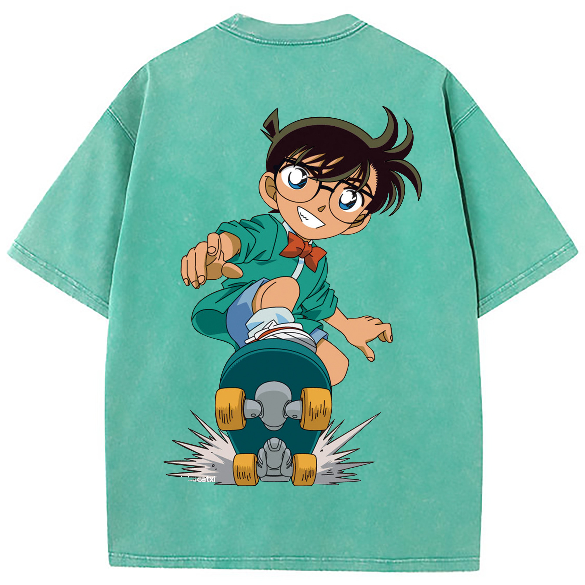 （画像用） 名探偵コナン 江戸川 コナン Detective Conan Conan Edogawa 綿100% ヴィンテージ風 半袖Tシャツ（背面プリント）